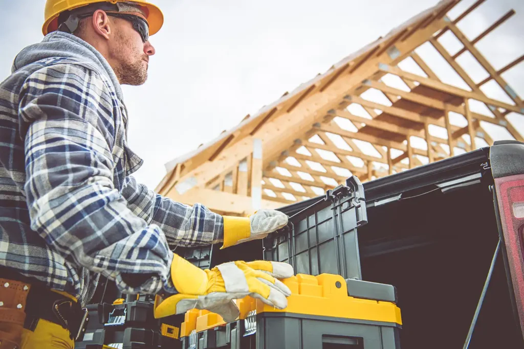 Construction Worker Preparing Himself For Another Day in Job