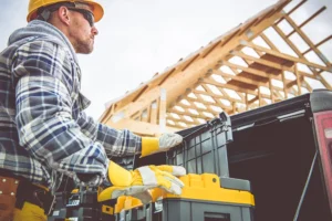 Construction Worker Preparing Himself For Another Day in Job